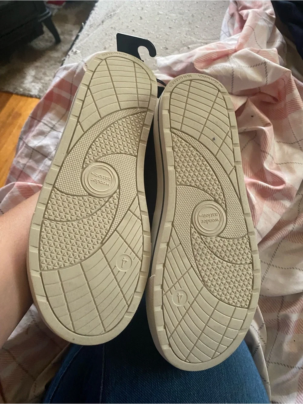 wonder nation Navy Canvas Slip-On Shoe with White Accents - Size 4